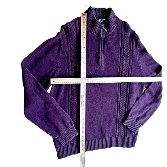 Calvin Klein Dark purple Long Sleeve Pullover Zip Mock Neck Sweater plus XXL - Picture 3 of 7